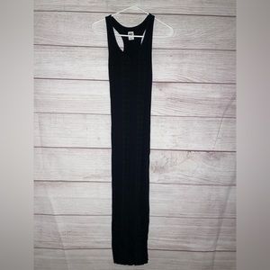 NSF Petite women’s black ribbed long dress